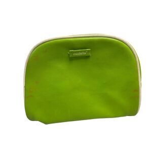 Modella Lime Green Cosmetic Travel Zip Bag Pink Lining Makeup Case Kits Beauty